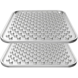 Двошаровий килимок від протікань для собак та котів з нержавіючої сталі, антиковзкий, для зниження тривоги, безпечний для вусів, придатний для миття в посудомийній машині, для повільного годування, 2 шт. Large