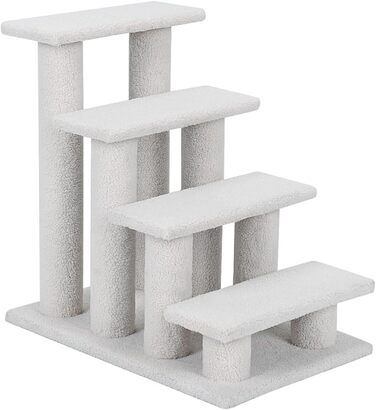 Котяча та собача драбинка COSTWAY, 4 сходинки, до 25 кг, 61x41x60 см, з ДСП і штучного флісу, бежевого кольору – сходи для тварин, ігровий комплекс