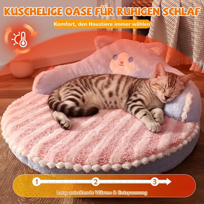 М'яке кругле ліжко для котів ALLSOPETS, рожеве. Зручне, тепле, знімний чохол для котів, кошенят та маленьких собак