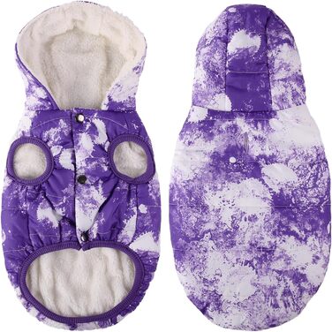 Тепла флісова куртка для собак, вітро- та водовідштовхувальна, з підкладкою з флісу та бавовни, для маленьких, середніх та великих собак, розмір S, колір Батик-фіолетовий