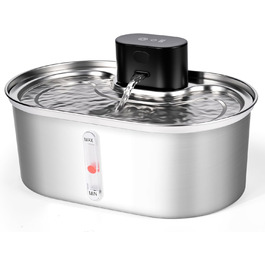 Фонтанчик для котів Dreamhigh® 3.5L: бездротовий, з датчиком руху, з нержавіючої сталі, 2 режими подачі води, для котів та маленьких собак