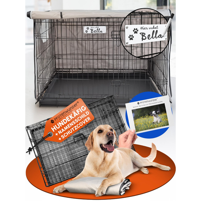 Клітка для собак Pfotenwunder® для дому, сітчаста переносна коробка для собак у 3 розмірах, 2 двері + 1 кришка, 1 посібник з навчання, переносна клітка для собак, авто клітка для собак з дротяною сіткою (107*71*77,5 см) - середній розмір
