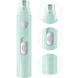 Безшумний шліфувальник для собак 2024, акумуляторний, 2 швидкості, 3 насадки, USB-зарядка, догляд за шерстю, зелений