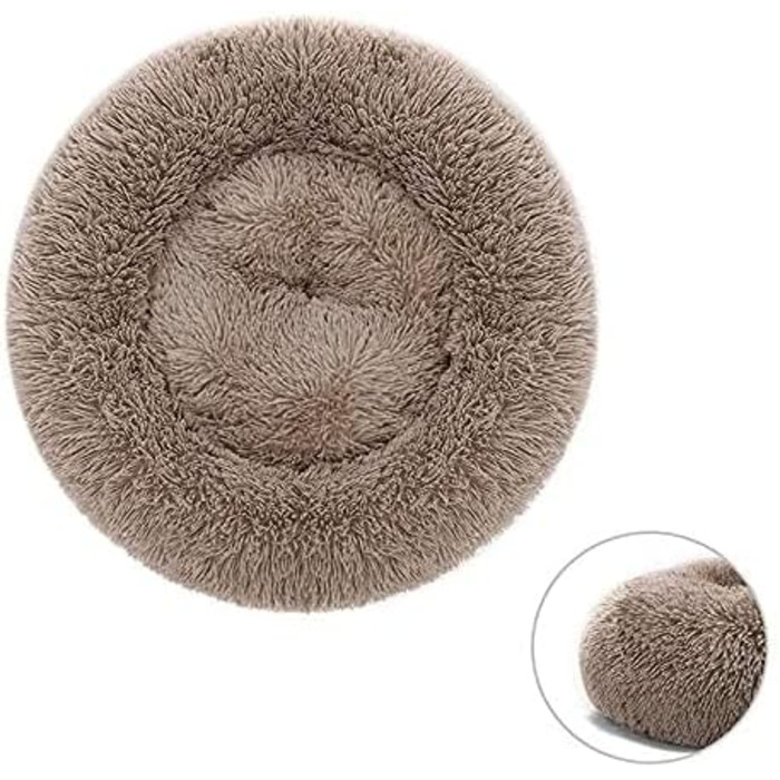 М'яке ліжко для собак та котів, маленьке, зручне, з антиковзаючою основою, коричневе, 50 см, машинне прання