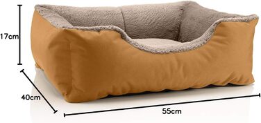 Ліжко для собак BedDog Teddy, м'яке, знімний, пральний чохол, кошик, лежанка, для маленьких собак, S, золотисто-бежевий GOLDEN-SAND, 50 x 35 x 17 см