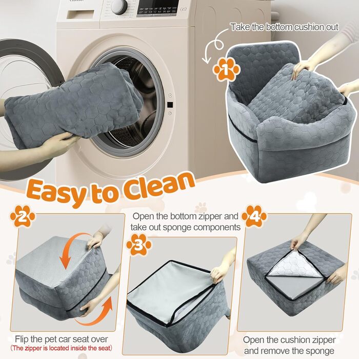 Автокрісло для собак – переноска для маленьких собак до 15,9 кг з м'яким килимком та ременем безпеки. Зручне автокрісло з двома кишенями для аксесуарів