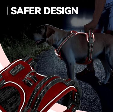 Шлейка для собак VIVAGLORY Easewalk, антинатяжна, для тренувань та прогулянок, з ручкою, вибухобезпечна, для цуценят та собак, S (червона, XS: 25-51 см (обхват грудної клітки))