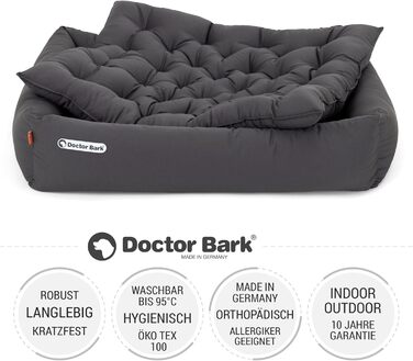 Ортопедичне ліжко для собак Doctor Bark - великі породи, XL (100x90 см), сірий колір, миється до 95°C, гігієнічне