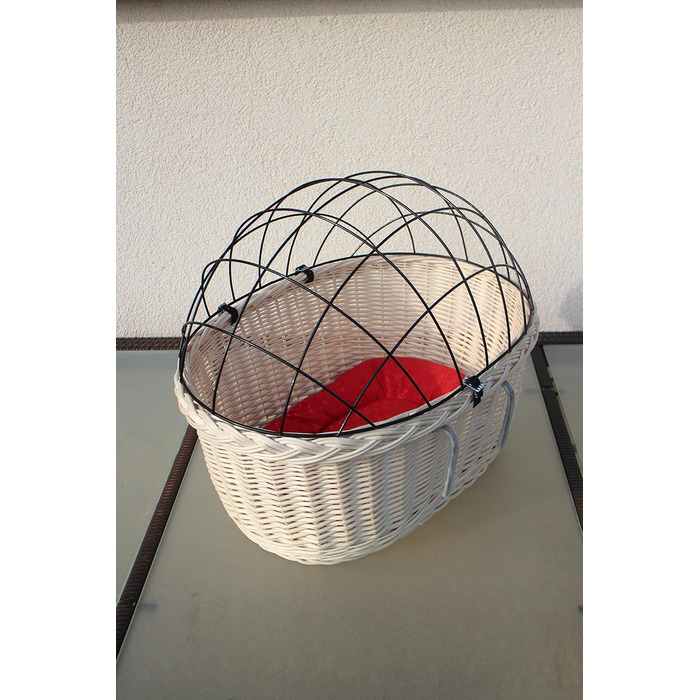 Корзина для велосипеда Marcus Hundefahrradkorb для руля з лози з металевою сіткою та подушкою, корзина для собак, корзина на кермо, корзина для покупок, натуральний (XXL з подушкою)