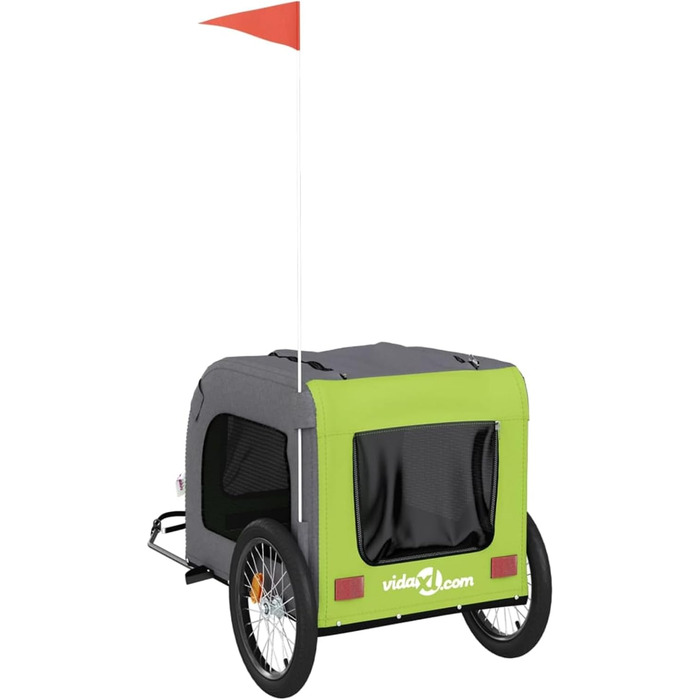 Транспортна переноска для собак та котів з металевим каркасом, Oxford-тканина, PVC-дах, 45 кг, зелено-сіра, Model93836