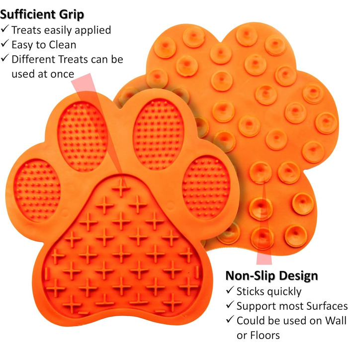 Килимок для повільного годування собак та котів, антиковзаюча підкладка з присосками, відволікаюча кормушка (Оранжевий, 18 см)