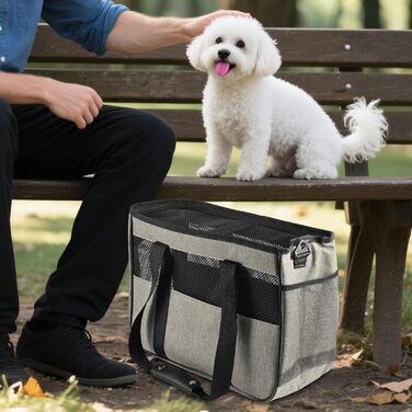 Сумка-переноска для собак та котів Ruwshuuk: багатофункціональна, зручна для прогулянок, подорожей та відпочинку на природі (сіра)