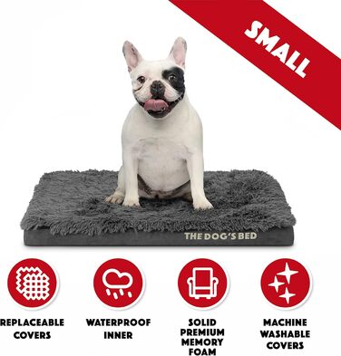 Ортопедичне ліжко для собак, велике, з штучного хутра, 101 x 64 x 10 см, вологостійке, з Memory Foam (матрац 71 x 48 x 5 см, сіре хутро)