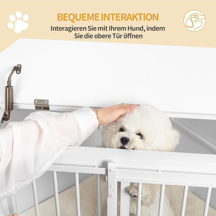 Клітка для собак Hzuaneri Eck-Hundekäfig, біла, 107 x 59,6 x 64 см, з подушкою та розсувними дверима