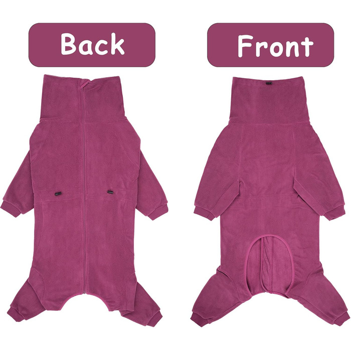 Теплий зимовий пуловер для собак Axcimond з флісу, з блискавкою, для маленьких, середніх та великих собак, тепла куртка для собак, одяг для собак, піжама для собак (M, Маджента)