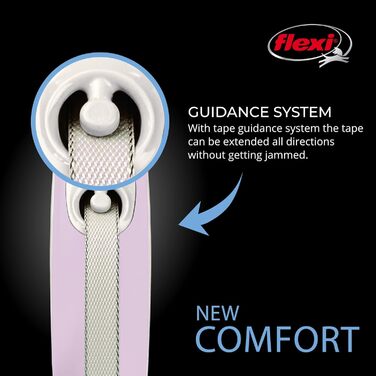 Висувна обплетенна повід для собак FLEXI New Comfort, 5 м, рожевий, розмір M (до 25 кг)