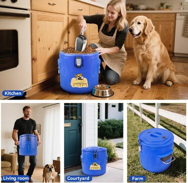 Контейнер для корму для собак та котів 6.8 кг, нержавіюча сталь, герметичний, з мірною ложкою