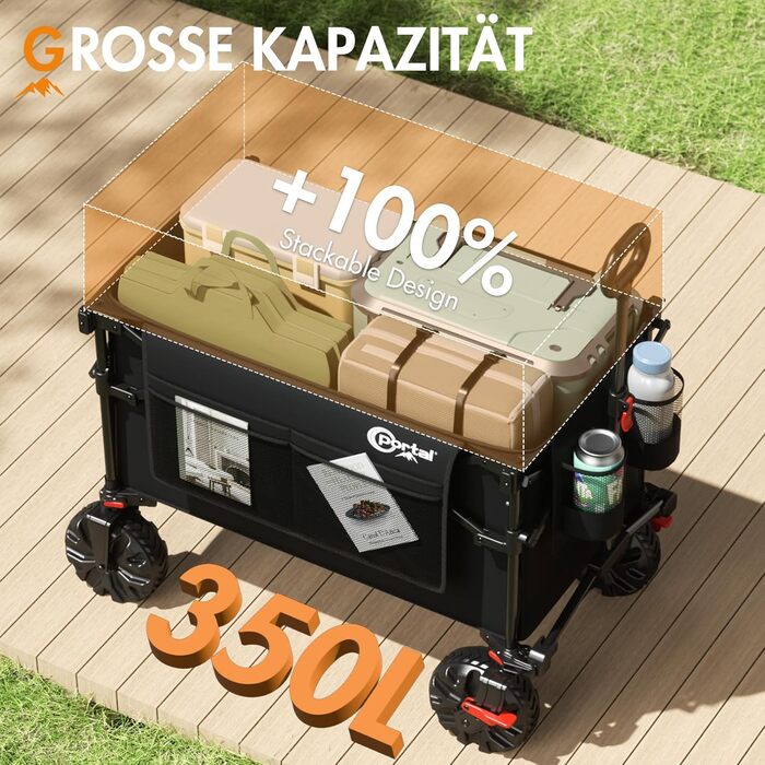 Портал складаний візок для покупок з дахом 350л, 122кг, чорний