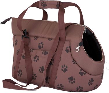 Транспортна сумка для собак та котів, переноска для тварин, сумка-переноска (бежева з принтом лапок)