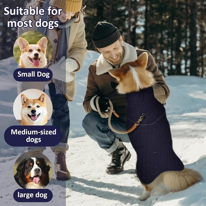 Водонепроникна тепла куртка для собак SilverChry, зручний нашийник, відбивачі, флісова підкладка, для великих собак, тепла та комфортна в холодну погоду, для дому та на вулицю