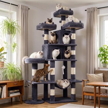 Ігровий комплекс для котів Kratzbaum, висота 181 см, кігтеточка-драбка для квартири (темно-сірий)