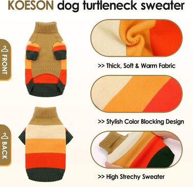 Теплий светр для великих собак KOESON XL, коричневий, різдвяний, еластичний, для пітбулів, італійських хортів, коргі