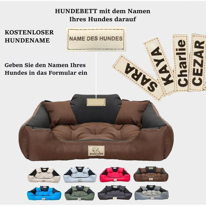 Крісло-ліжко для собак великих порід King Dog: миється, водонепроникне, з можливістю персоналізації (колір: коричневий, розмір M 75x65 см)