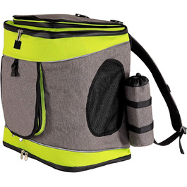 Сумка-рюкзак для кота Lionto, сіро-зелений, 34x30x42 см, водонепроникна, з кишенею для пляшки та подушкою, до 10 кг