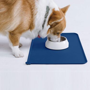 Силіконовий килимок для годування собак та котів AUDWUD, водонепроникний, антиковзний, 61x41 см, блакитний