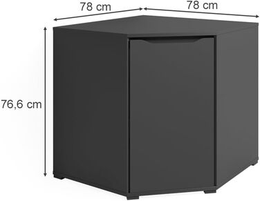Комод Vicco Ruben з дверцятами, антрацит, 78x77,6 см, шафа для зберігання