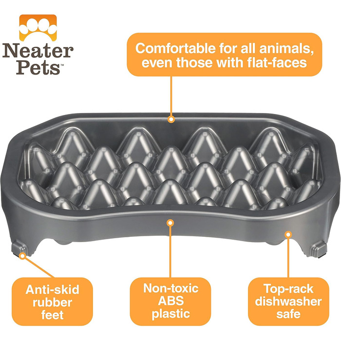 Neater Pet Brands – Антиковзаюча миска для собак 1500 мл, метал, проти здуття, для сповільненого годування