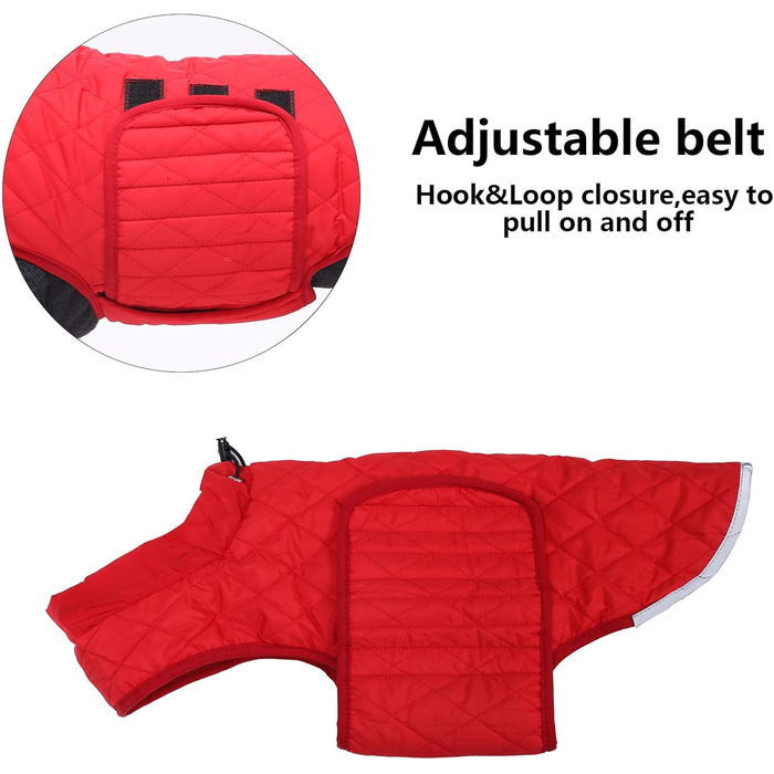 Водонепроникна зимова куртка для такси для собак Babepet з флісовою підкладкою, світловідбиваючий пуловер з отвором для шлейки, червоний, розмір L (спина: 45 см)