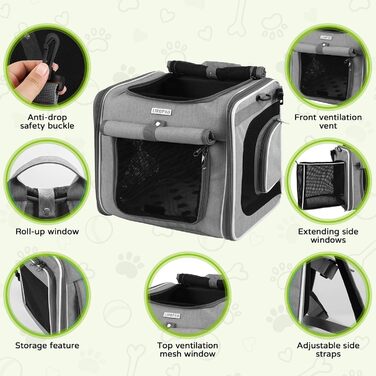 Фаркоп для велосипеда з переноскою для собак, передній велосипедний кошик з 4 дверцятами, сітчастими вікнами, розширюваний, складаний, для котів та собак середніх та малих порід