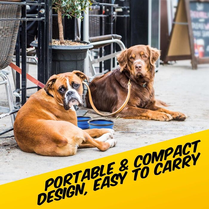 Водяна пляшка для собак PawPride 2-в-1 з двома мисками, вилкауф-система, для прогулянок, подорожей, кемпінгу та хатнього використання