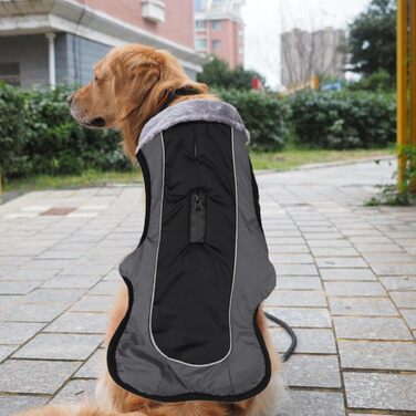 Водонепроникний теплий зимовий одяг для собак | Зимова куртка для собак з регульованими ремінцями, з флісовою підкладкою, чорного кольору