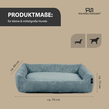 Лежанка для собак Rohrschneider | Миюча лежанка для маленьких та середніх собак | З м'яким лежаком з корду | 2 розміри (55x42 см / 70x50 см) | У комплекті пакети для прогулянок (Блакитний, корду)