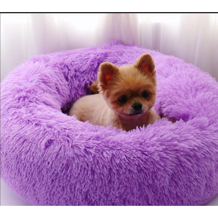 Кругле м'яке ліжко для собак та котів Segle, антиковзаюча підкладка, різні розміри, фіолетовий колір, 60*60*20 см