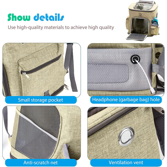 PETCUTE Рюкзак для собак і котів, складаний, з знімною підкладкою, дихаючий, з регульованими ременями, сумка для подорожей на відкритому повітрі (жовтий)