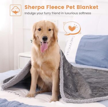 Водонепроникний коврик для собак PETTOM, 145 x 127 см, фліс Sherpa, захист дивану, миється, двосторонній, сірий