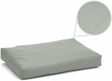 Лягушкове ліжко для собак Juelle з штучної шкіри, м'який матрац та подушка для середніх та великих собак, товщина борту, Boss M-XL (100x75 см, світло-сірий)