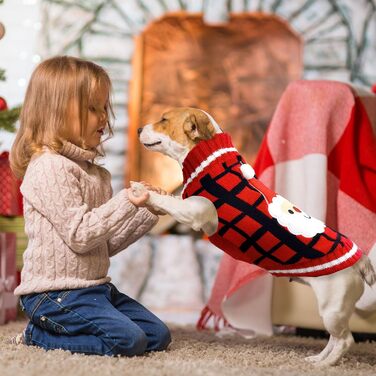 Теплий святковий пуловер для собак з отвором для повідка, класичний, в клітинку, для котів та собак, зимовий, теплий, в'язаний, бренд BAEJMJK