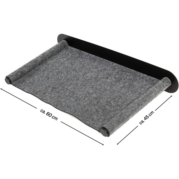 Підвісна лежанка для кота з фетру, канадського виробництва | 65 x 35 x 10 см, антрацит | Лежанка-стіна для котів