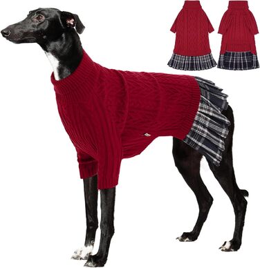 Теплий зимовий пуловер для собак великих порід IECOii, червоний, XXXL, з отвором для повідка