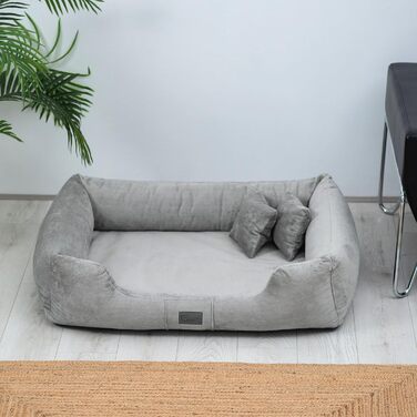 Ортопедичне ліжко для собак Candy, середнього та малого розміру - м'яке, зручне, з антиковзаючою основою, зносостійке, міцне (90x70 см, сірий)