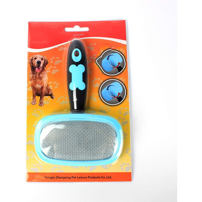 Щітка для собак та котів Slicker 360° - видаляє 90% відмерлої шерсті, синій колір