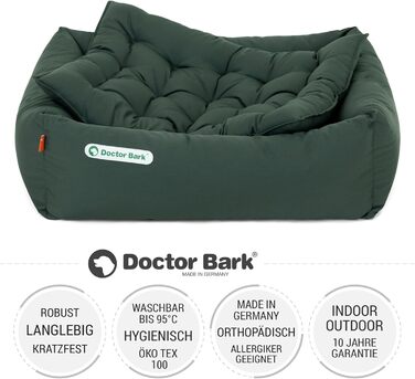 Ортопедичне ліжко для собак Doctor Bark - миється до 95°C, гігієнічне, без запаху, з м'якою подушкою (S - 70x60 см, зелене)