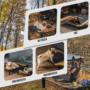 OneTigris лежанка для собак, піднята лежанка 130x91 см, висота 23 см, проста збірка, дихаюча, довговічна, легко миється, підходить для дому, двору, вулиці - коричнева L