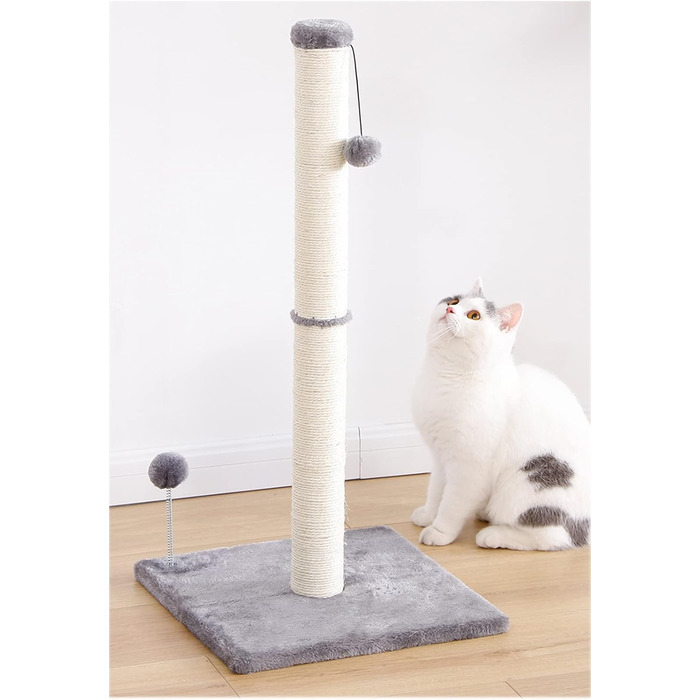 Котяча дряпка XXL з сизалевого мотузка, з м'яким плюшем та іграшкою (80 см)