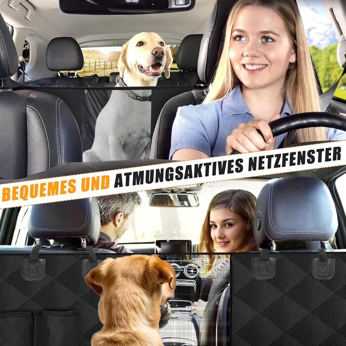 Захист для заднього сидіння автомобіля CaliYo для собак: водовідштовхуючий, стійкий до подряпин, з боковими захистами та оглядовим вікном - універсальний килимок для собак (чорний)