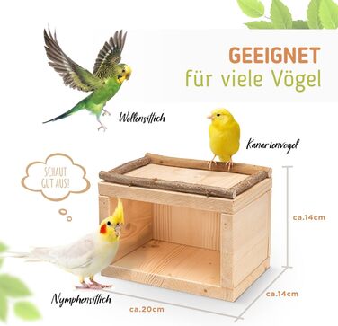 Дерев'яний будиночок Vogelgaleria® для птахів – спальне та захисне житло для клітки або вольєра, аксесуар для хвилястих папуг, агапорнісів, корел, дерев'яний будиночок для птахів